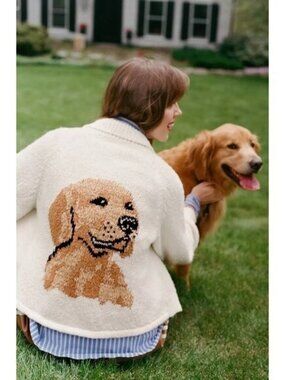 Anthropologie The Jesse Dog Icon Cardigan Sweater by Pilcro 1X